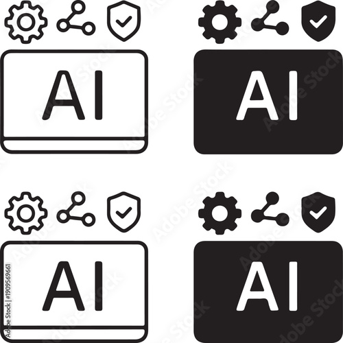 Isolated AI Intelligent Dashboard Icon, AI intelligent dashboard design, AI dashboard technology concept, AI smart automation system, AI machine learning analytics vector isolated
