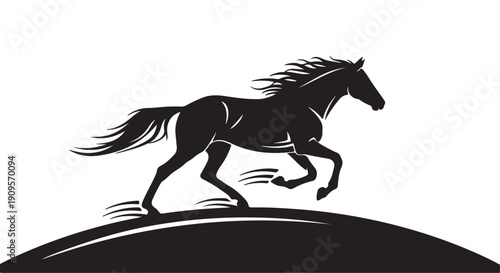 Running horse silhouette: A graceful horse running.