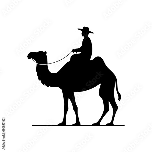 Man riding camel silhouette illustration