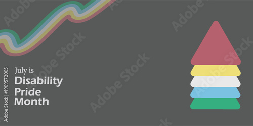 Disability Pride Month. Color stripes representing a form of impairment. vector dynamic flag disability pride month. Vector banner poster. Eps10 vector