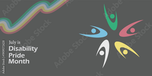 Disability Pride Month. Color stripes representing a form of impairment. vector dynamic flag disability pride month. Vector banner poster. Eps10 vector