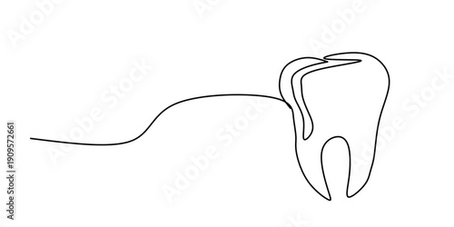 Teeth continuous one line drawing and simple isolated outline vector design, Tooth continuous one line drawing. Dental symbol. human Tooth continuous one line drawing. Vector illustration