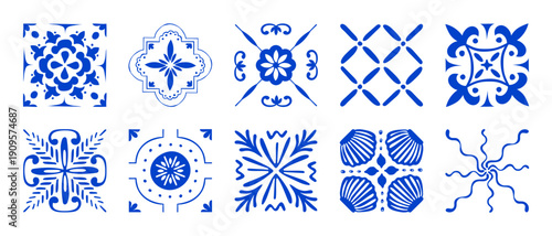 Mediterranean ceramic tile pattern with blue amalfi lemons and majolica ornaments. Seamless italian mosaic design with white floral azulejo elements, summer fruit and traditional sicilian aesthetic.