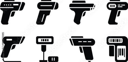 Hair dryer silhouette icon set black beauty salon styling equipment vector collection isolated cosmetic tools symbols for grooming design