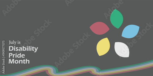 Disability Pride Month. Color stripes representing a form of impairment. vector dynamic flag disability pride month. Vector banner poster. Eps10 vector