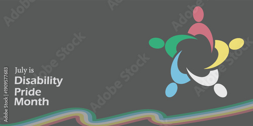 Disability Pride Month. Color stripes representing a form of impairment. vector dynamic flag disability pride month. Vector banner poster. Eps10