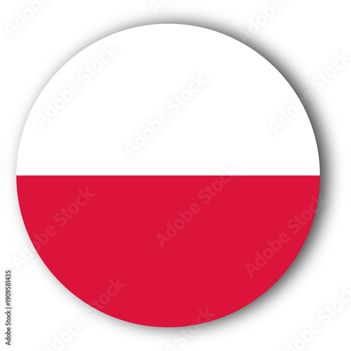 Free Download Round Polish Flag Icon with Shadow - National Symbol - GFXLoad