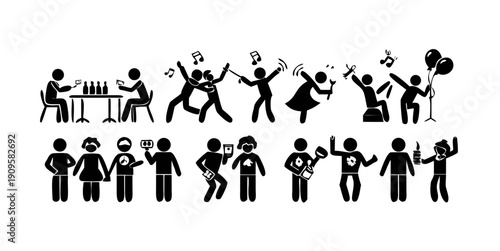 People having fun icon set. Party icon collection vector illustration. vector icons
