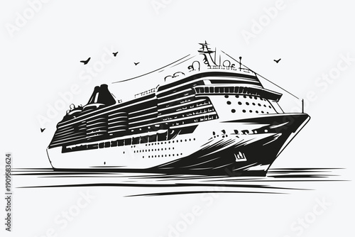 Cruise ship sketch illustration vector