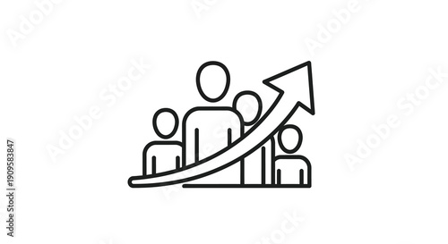 People ascending a growth arrow representing progress and success silhouette