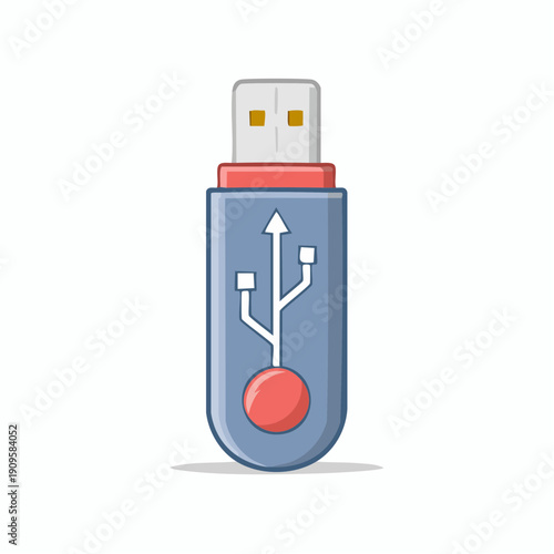 USB flash drive with data transfer icon illustration