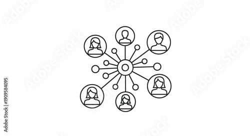 Network of people connected by lines a minimalist silhouette