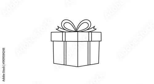 A simple line drawing of a gift with a bow silhouette