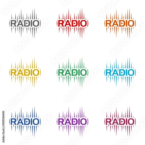 Radio podcast icon isolated on white background. Set icons colorful