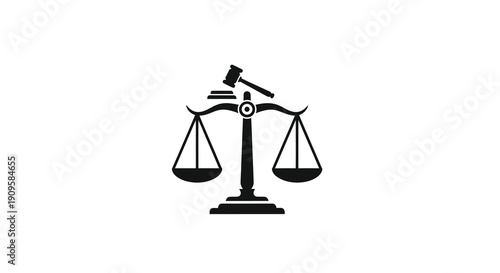 Scales of justice with a gavel a symbolic representation silhouette