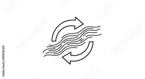 Abstract looping arrows and lines forming a dynamic graphic silhouette