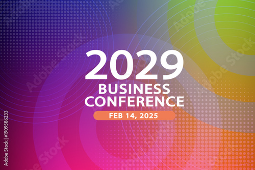 Professional business conference flyer featuring a vibrant halftone and circle aesthetic. This eye-catching template is ideal for corporate summits, digital seminars, and industry events.