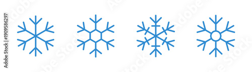 Snow icons set. Snowflakes winter symbol. Snowflake icon set. Editable stroke