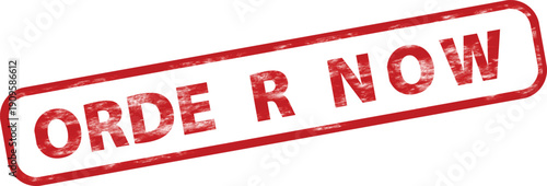Red grunge rubber stamp vector with "ORDER NOW" text, textured effect, isolated on white