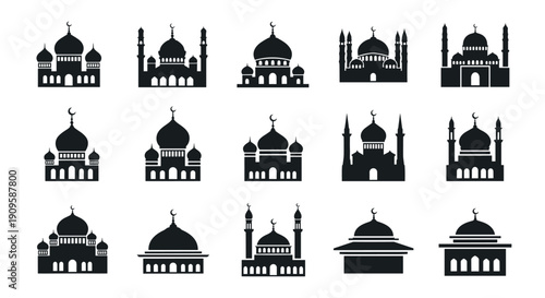 Black Icon Ramadhan Flat Minimalist Vector Illustration