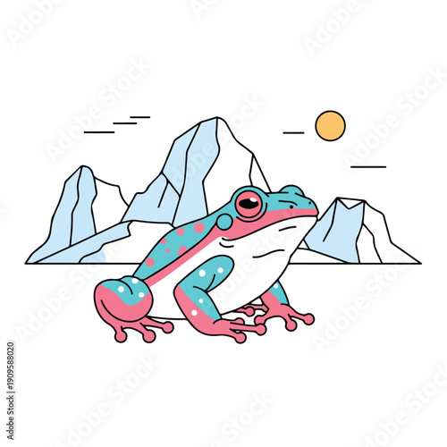Colorful Cartoon Frog Illustration with Details.