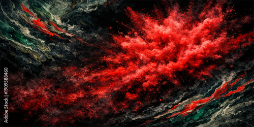 Abstract red and black fire background with flames, smoke and glowing heat texture