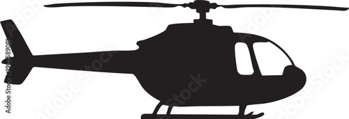 Modern Helicopter Silhouette for Aviation Transportation Emergency Rescue and Military Logistics Vector Illustration