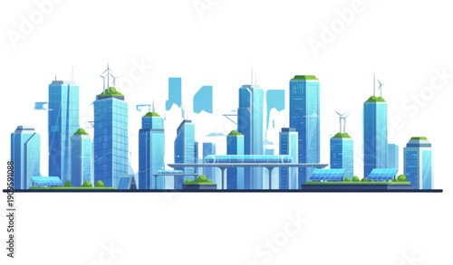 Modern Futuristic Cityscape Horizontal Banner Background