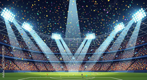 Grand Football Celebration: Vibrant Stadium Under the Lights