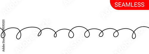 Seamless scalloped squiggle cable line border with repeating curved loops