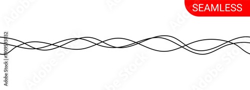 Seamless braided squiggle cable line border with interwoven waves