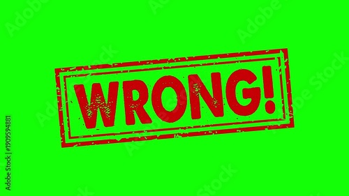Wrong rubber stamp animation. wrong texture text Up to down motion graphics. stamp zooming and hit effect 4k video.