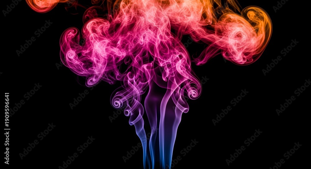 Obraz premium Vibrant swirls of smoke creating a mesmerizing and colorful abstract spectacle against a dark backdrop