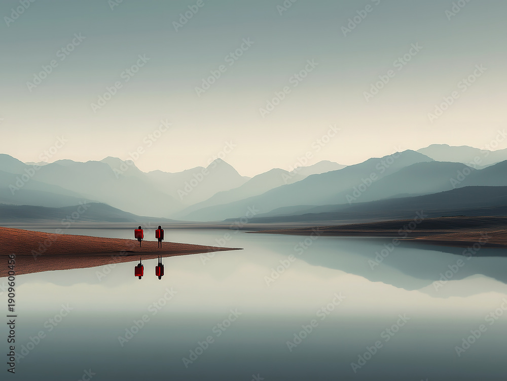 Fototapeta premium Symbolic elements in a calm landscape symbolizing the beauty of friendship