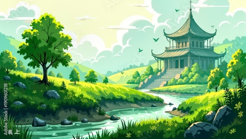 Outdoor rural architectural scene