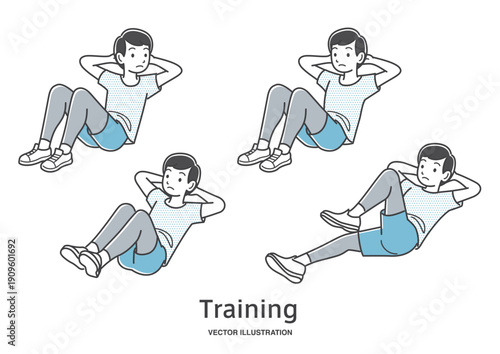 腹筋運動をする若い男性