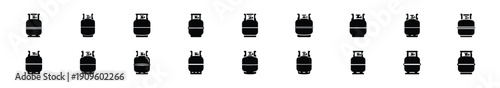Collection of black   kitchen gas cylinder silhouette isolated on white background. cooking vector illustration icons.