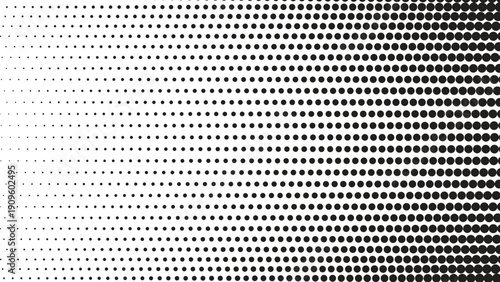 Seamless black and white abstract geometric background featuring a metallic carbon fiber grid pattern with perforated chrome mesh texture and halftone dot vector design