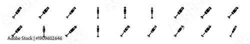 Collection of black   kitchen hand blender silhouette isolated on white background. cooking vector illustration icons.