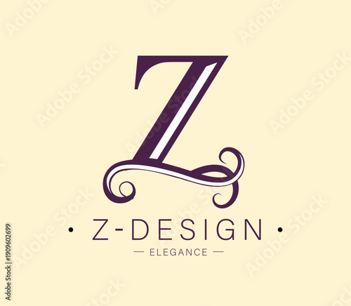 Logo, capital letter Z. Monogram of Botanical Minimalistic, Initial. with Organic Plant Elements. Vector design. beauty salon. for tattoo studio