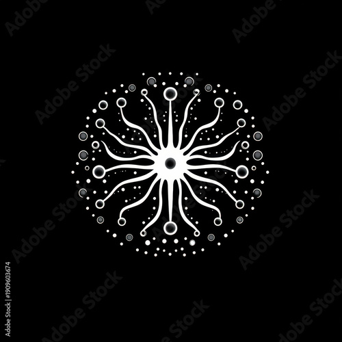 White snowflake logo on black background.