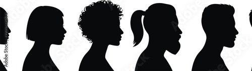 people, silhouette, head, profile, face, diversity, identity, vector, illustration, inclusion, black, community, person, portrait, human