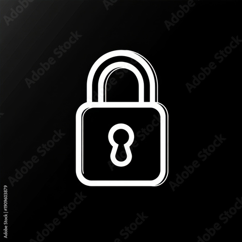 Lock icon on black background.