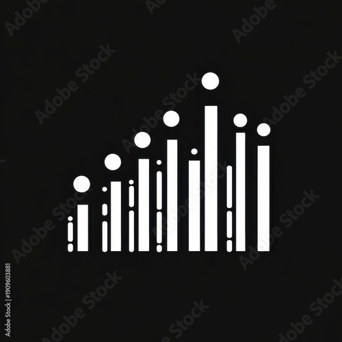 Black and white logo with a bar chart.