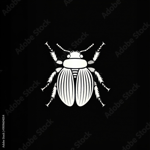 Beetle on black background.