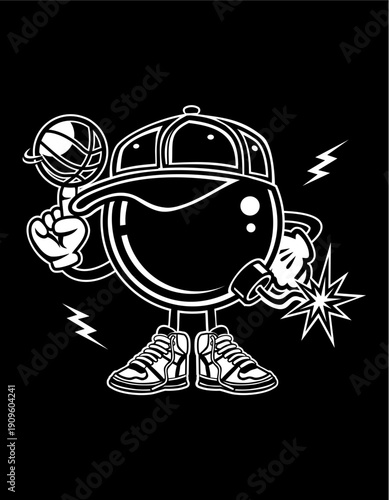 Funny cartoon basketball team, bombers scoring points, sports illustration