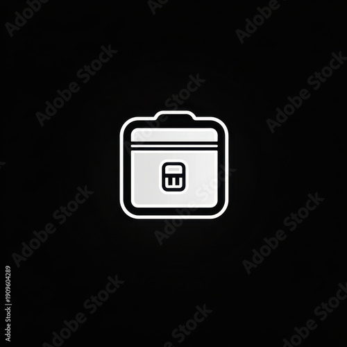 White folder icon in foreground against black background.