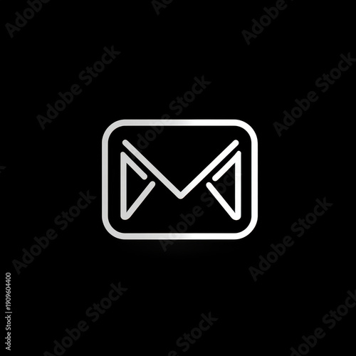 Black and white email icon.