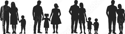 family, silhouette, vector, illustration, black, parents, children, childhood, community, motherhood, fatherhood, togetherness, bonding, lifestyle, people