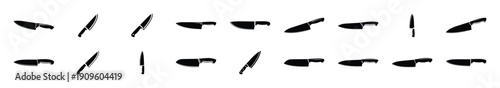 Collection of black   kitchen prep knife silhouette isolated on white background. cooking vector illustration icons.